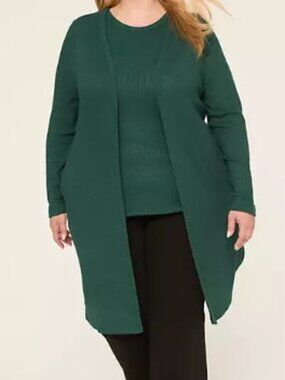 Lane Bryant Ribbed Tank & Open Cardigan Set – 18/20 (NWT) | Dark Green Sparkle